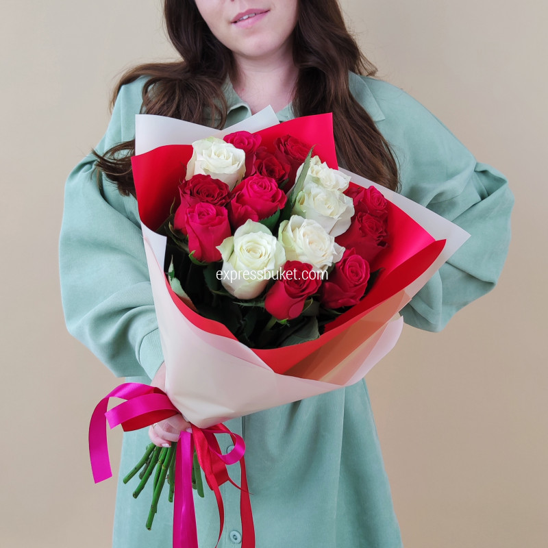 Розы 50см микс 15 шт